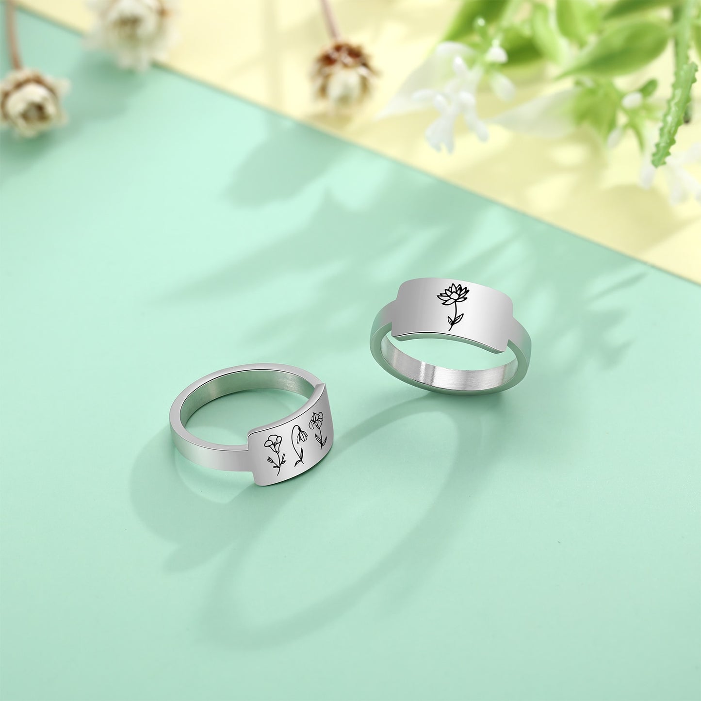 Ring with birth month flower