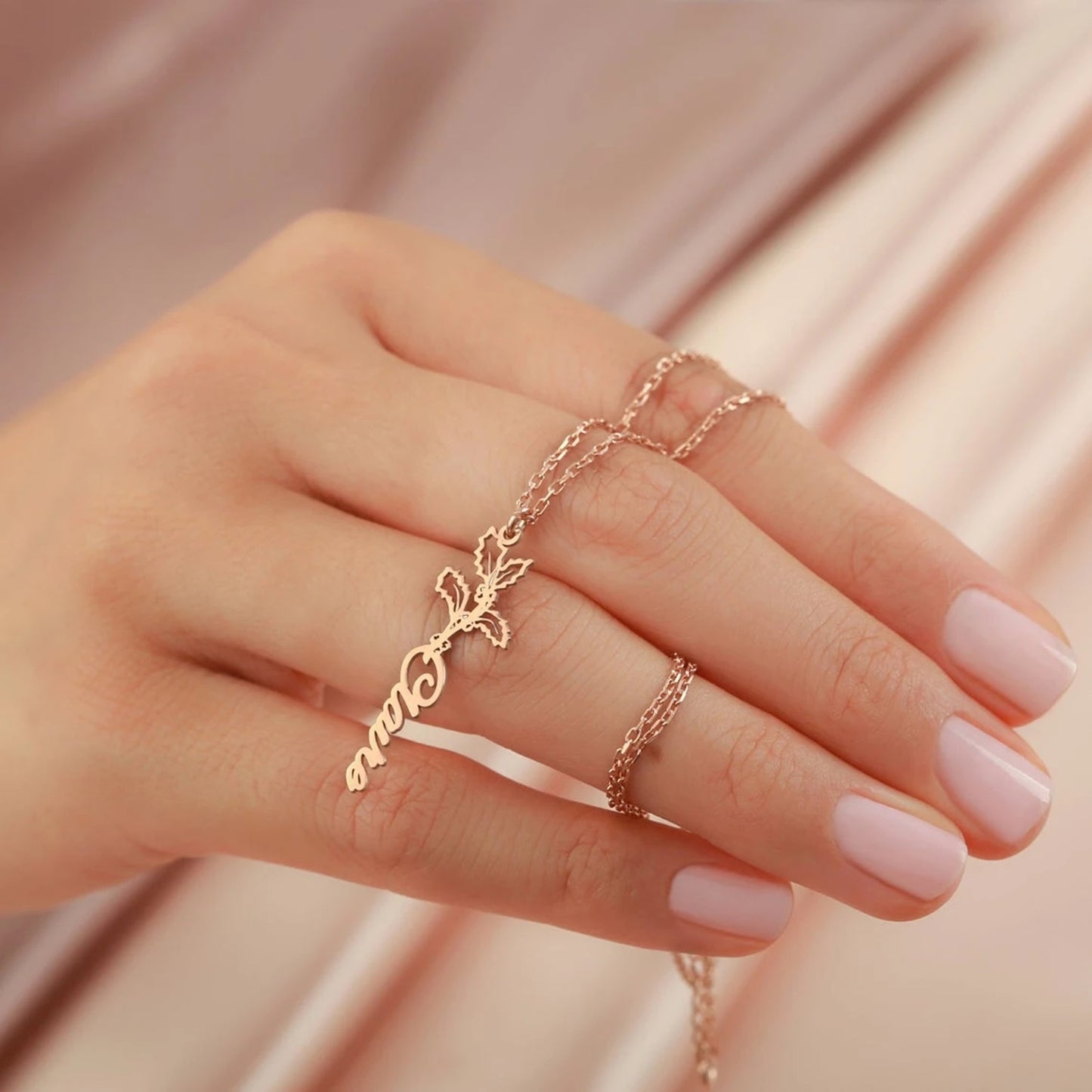 Personalized Custom Name Necklaces Birth Month Flower