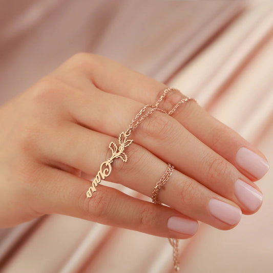 Personalized Custom Name Necklaces Birth Month Flower