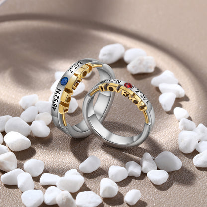 Personalized couple name ring with I love you