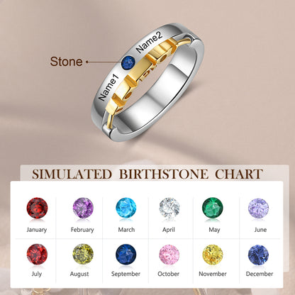 Personalized couple name ring with I love you