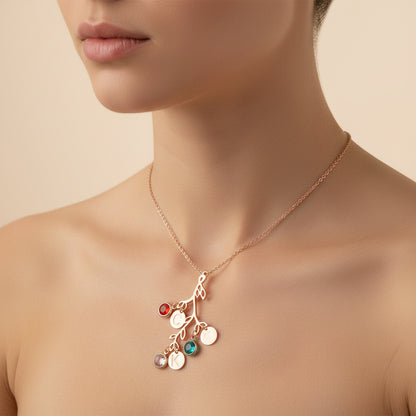 Family tree necklace with initials